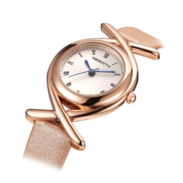 REBIRTH RE047 Roman Number Fashion Leather Strap Women Watch