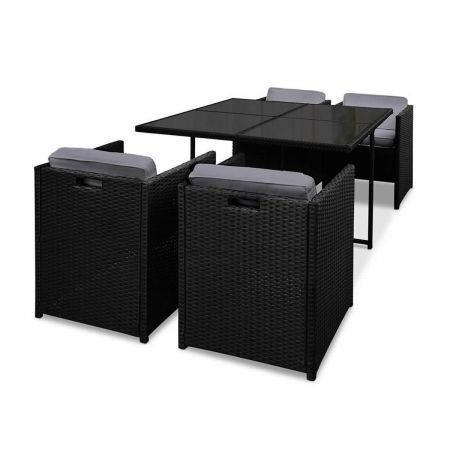 Rio Dining 5 Seater Set - Black and White