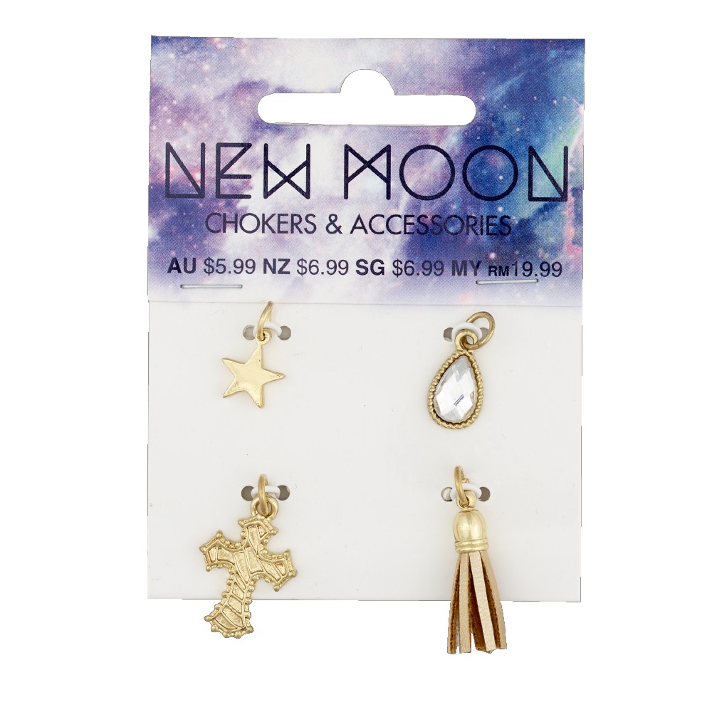 Ribtex New Moon Charms Tassel With Crystal