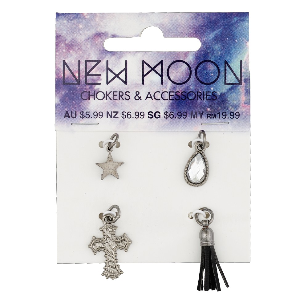 Ribtex New Moon Charms Tassel With Crystal