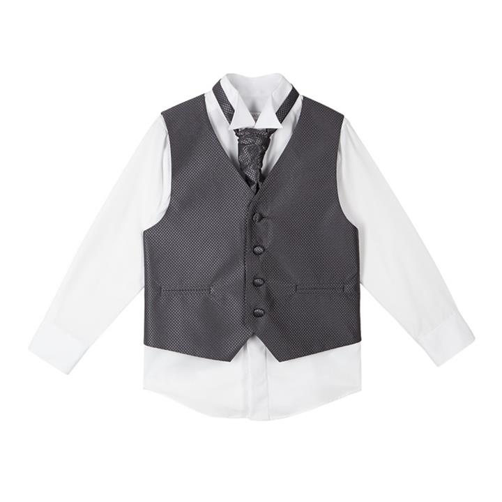 RJR.John Rocha Boys' White Shirt, Grey Waistcoat and Tie Set, Size: Age 1, Silver