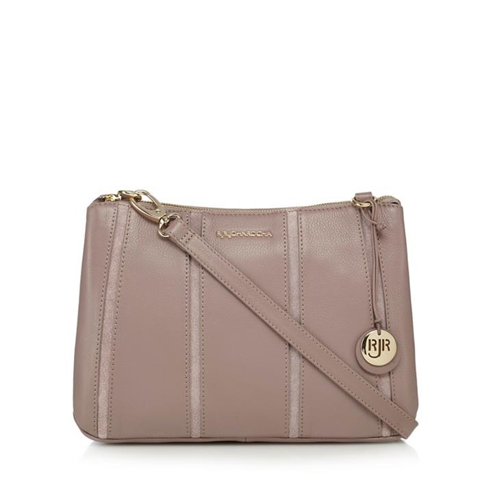 RJR.John Rocha Light Pink Leather Stripe Panel Cross Body Bag, Women's