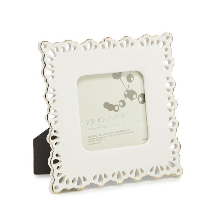 RJR.John Rocha Off-White Ceramic Cut-Out Lace Photo Frame, White