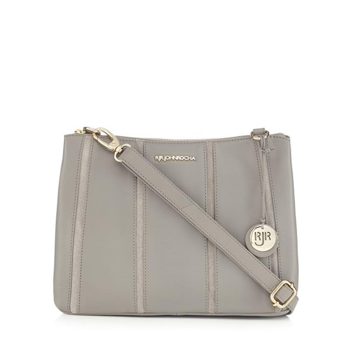 RJR.John Rocha Grey Leather Stripe Panel Cross Body Bag, Women's