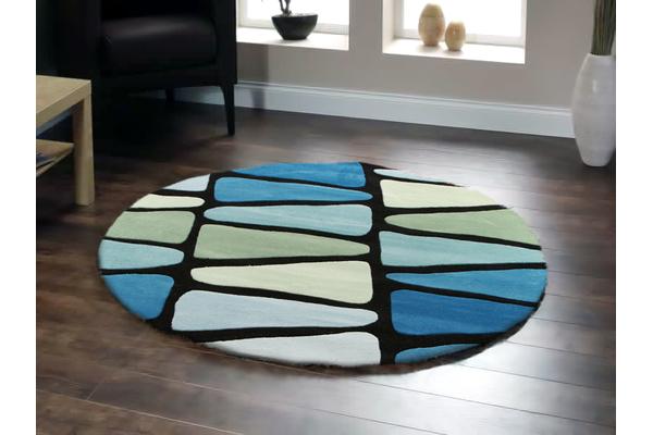 Rock Star Blue And Green Round Rug 200x200cm