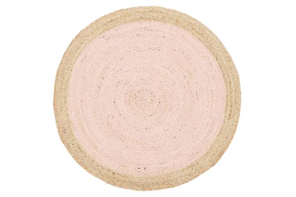 Round Jute Natural Rug Pink 120x120cm