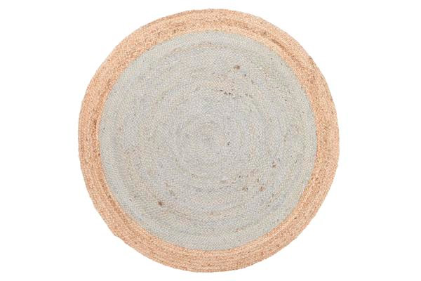 Round Jute Natural Rug Silver Blue 120x120cm