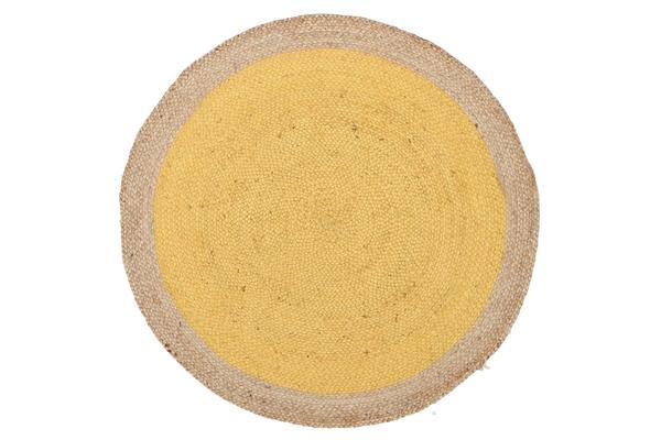 Round Jute Natural Rug Yellow 120x120cm