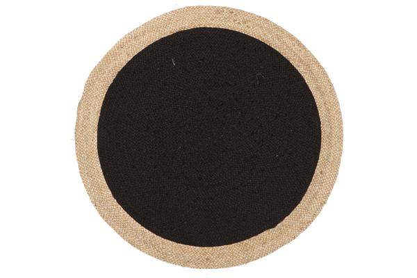 Round Jute Natural Rug Black 150x150cm