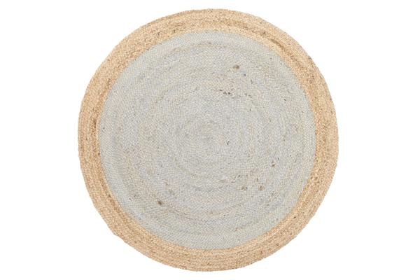 Round Jute Natural Rug Silver Blue 150x150cm