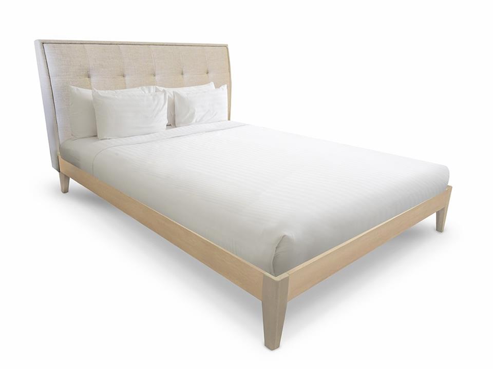 Ron Bed Frame With Straight Slats In Linen & Timber Frame