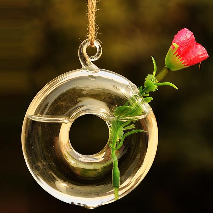 Round Hanging Flower Hydroponic Plants Glass Vase Home Decor