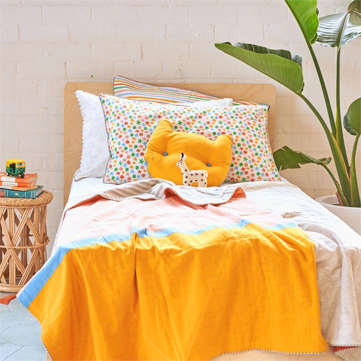 Rudey Bear Cushion | Yellow and Blue