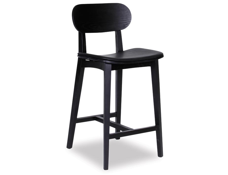 Saki Kitchen Bar Stool | Black Stained Ash With Black Seat Pad