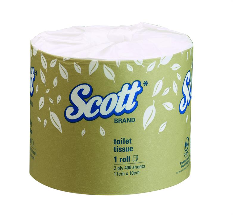 ScottÂ® - 5741 -Toilet Tissue - 2 ply - 10cm x 11cm - 400 sheets/Roll - Carton of 48 rolls - Kleenex