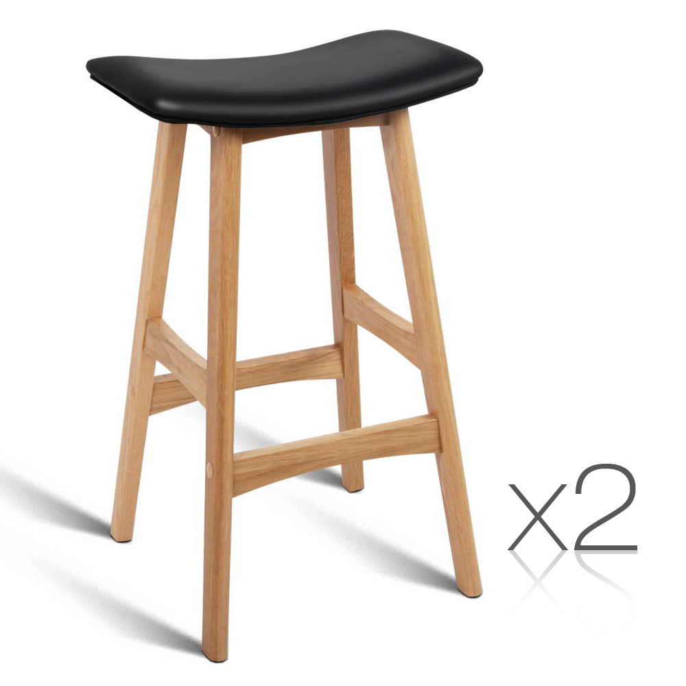 Set of 2 High Seat Barstools  (Black)