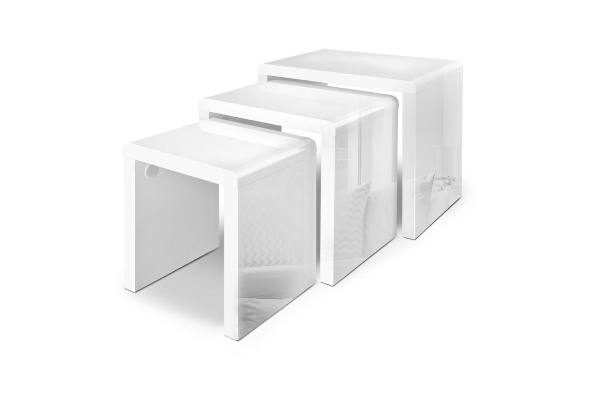 Set of 3 High Gloss Nesting Tables (White)