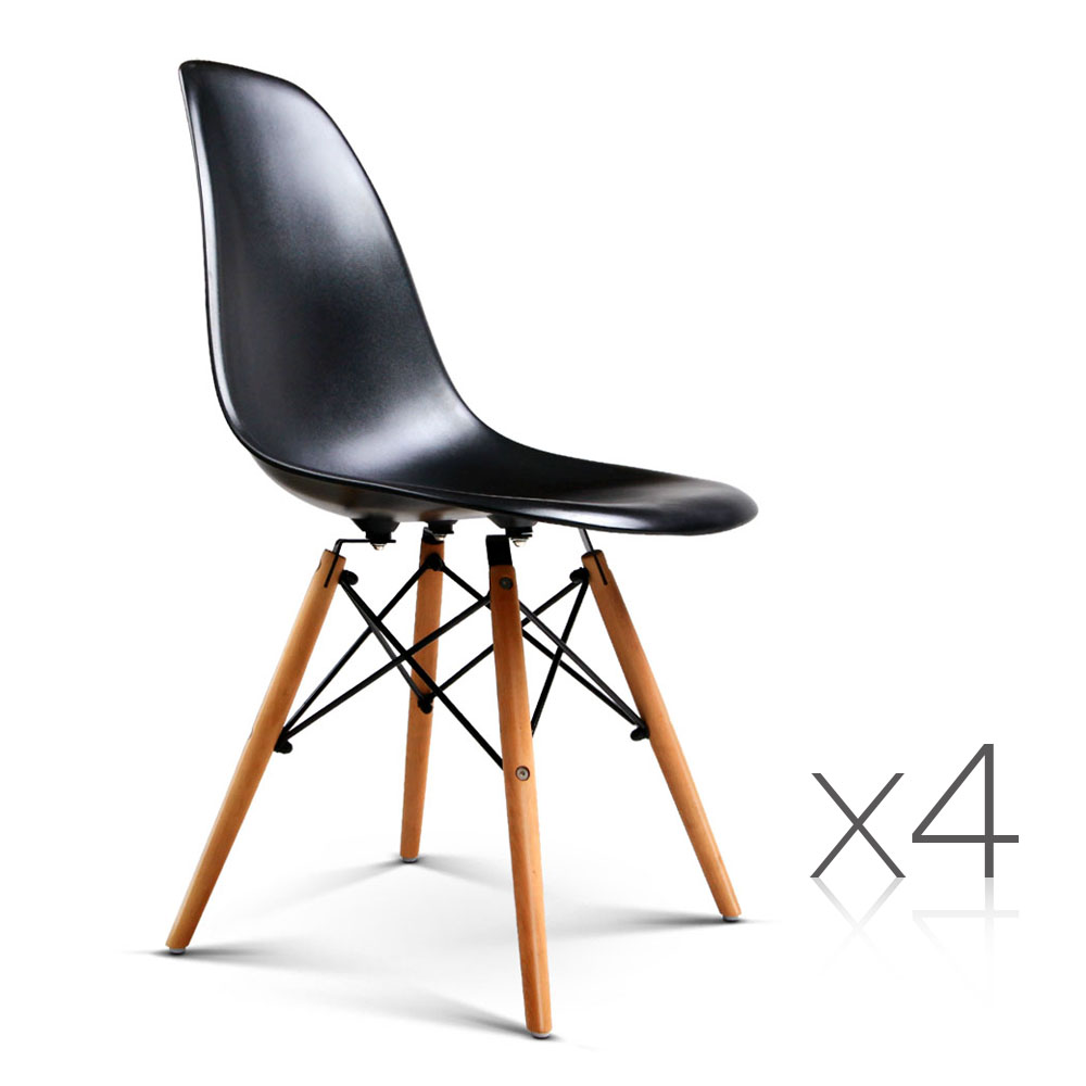 Set of 4 Replica Eames Eiffel Dining Chairs (Black)