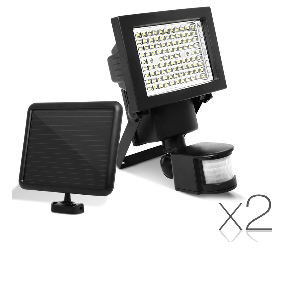 Set of 2 100 LED Solar Sensor Light