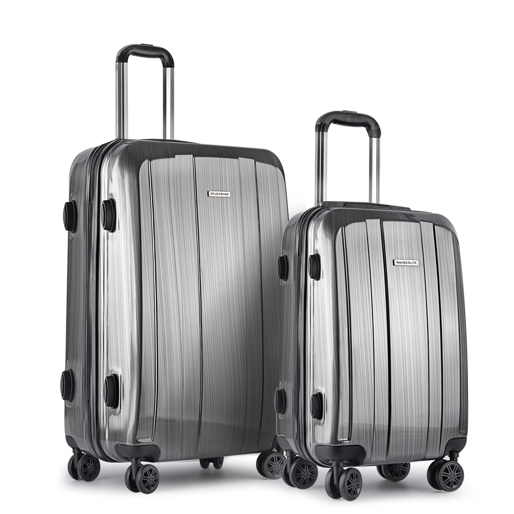 Set of 2 Premium Hard Shell Travel Luggage with TSA Lock (Grey)