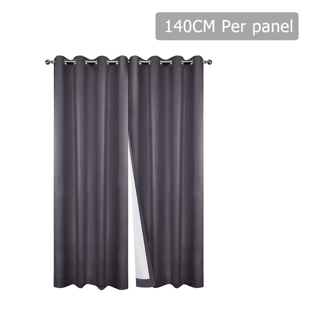 Set of 2 140CM Blockout Eyelet Curtain (Grey)