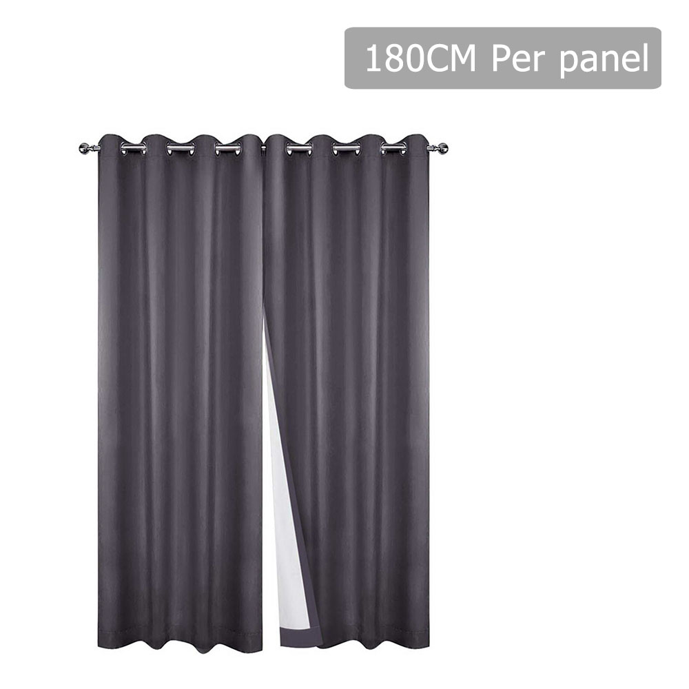 Set of 2 180CM Blockout Eyelet Curtain (Grey)