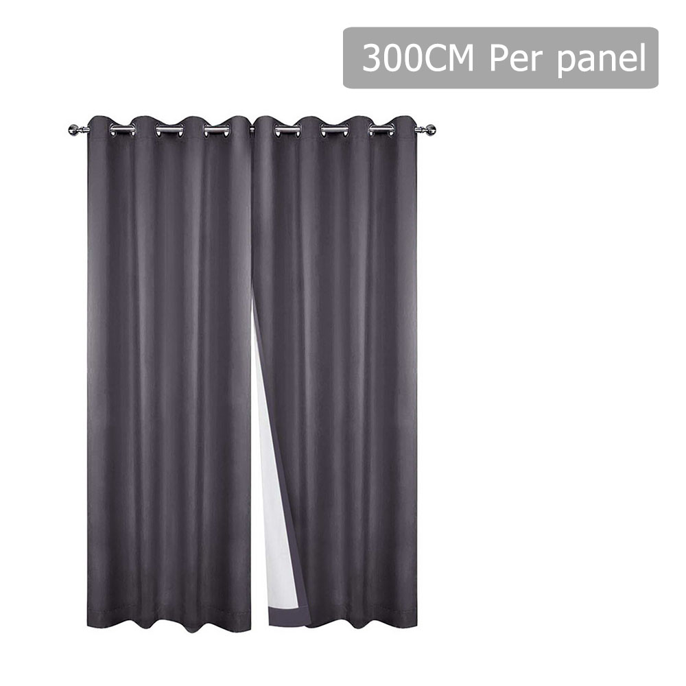 Set of 2 300CM Blockout Eyelet Curtain (Grey)