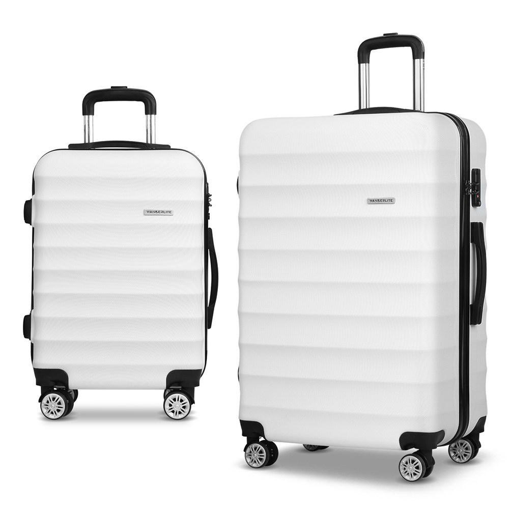 Set of 2 Hard Shell Lightweight Travel Luggage with TSA Lock (White)