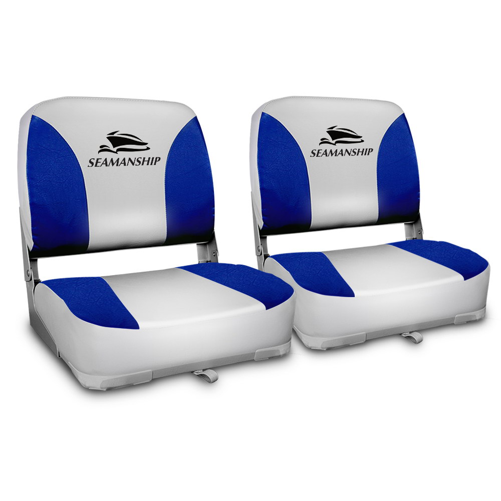 Seamanship Set of 2 Swivel Folding Boat Seats (Grey/Blue)