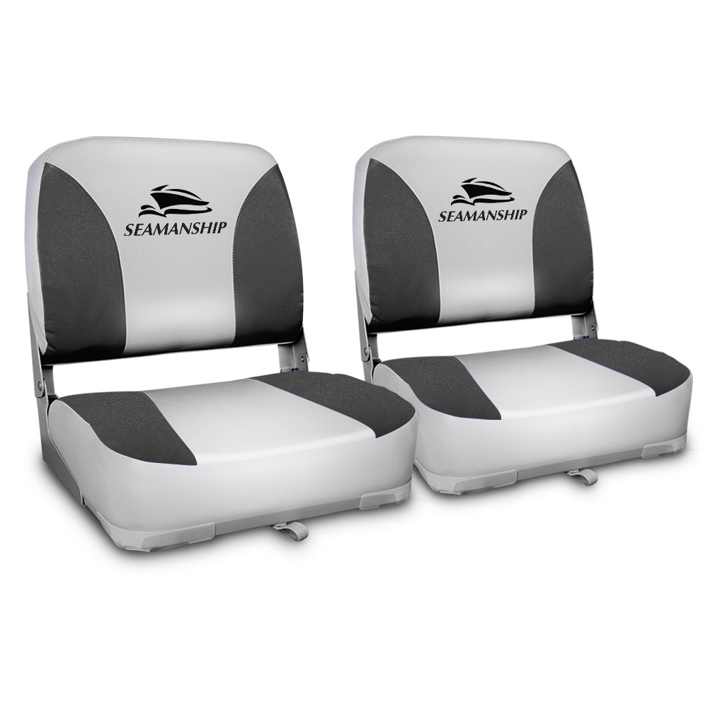 Seamanship Set of 2 Swivel Folding Boat Seats (Grey)