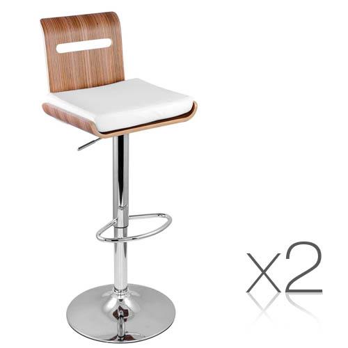 Set of 2 Wooden Bar Stools Kitchen Chair w/ PU Padded Seat Dining Contemporary Niomi