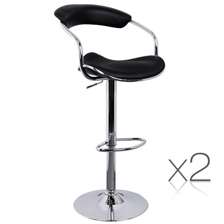 Set of 2 PU Leather Swivel Curvy Bar Stools for Kitchen Bar Dining Room Black