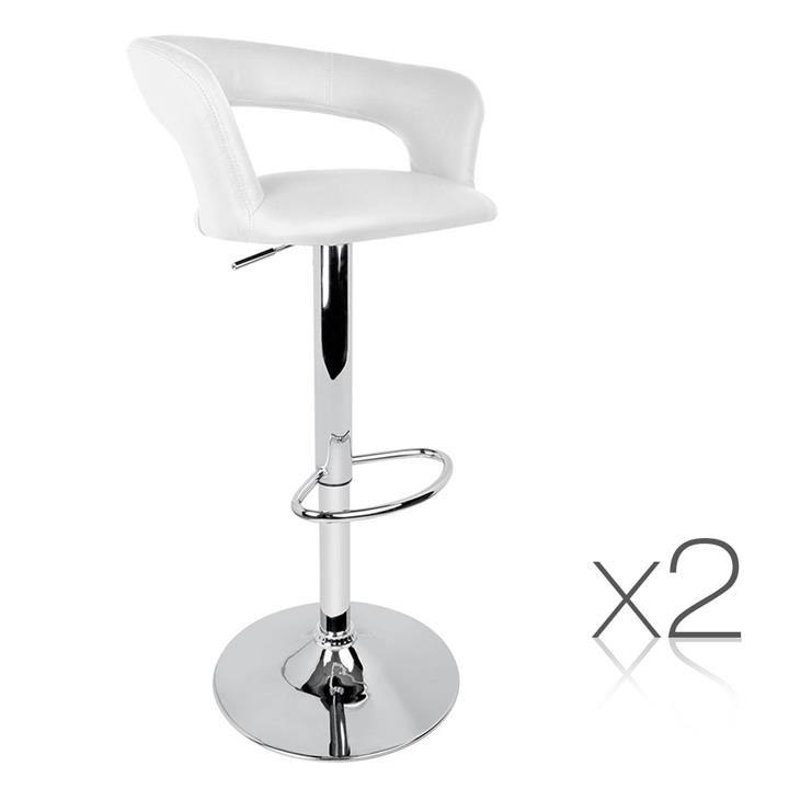 Set of 2 PU Leather Swivel Kitchen Designer Bar Stools for Kitchen Dining Room White