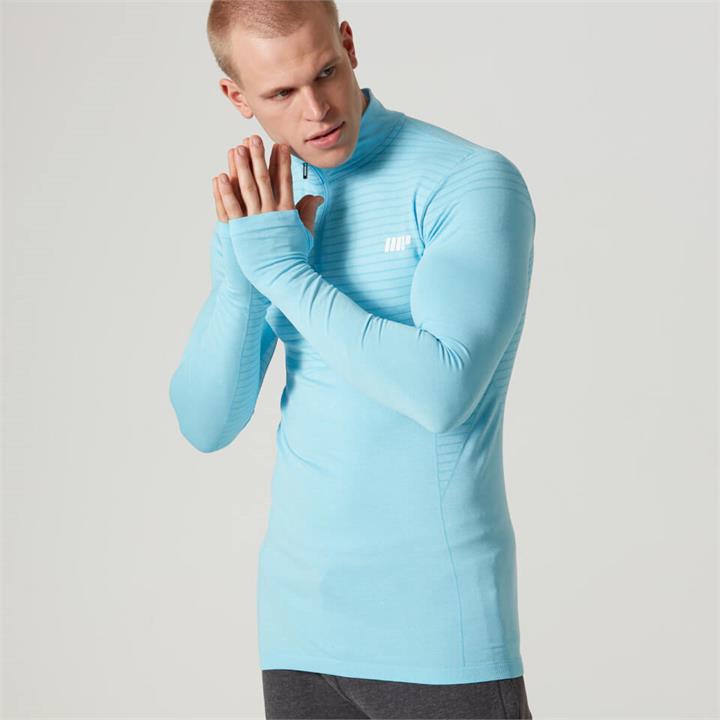 Seamless 1/4 Zip-Top - XXL - Light Blue