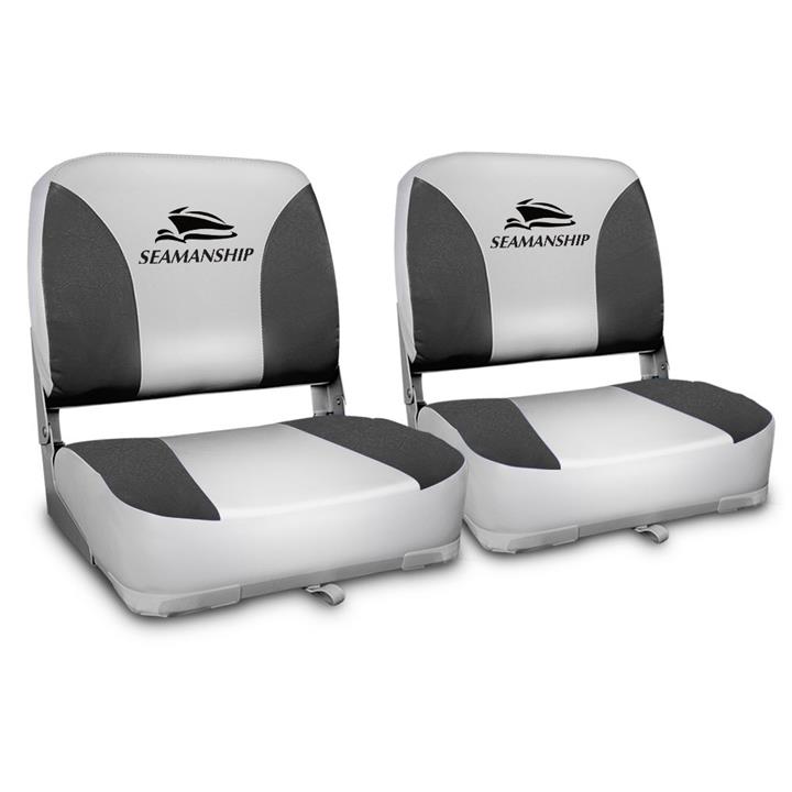 Set of 2 Swivel Folding Boat Seats - Grey