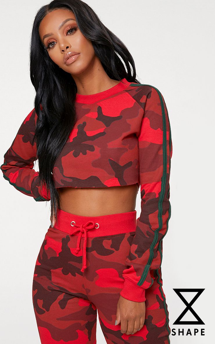 Shape Red Camo Side Stripe Sweater