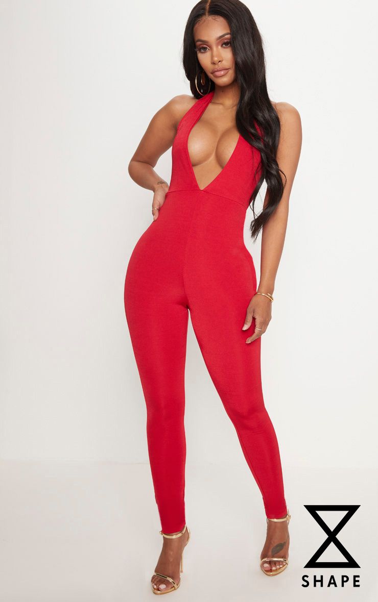 Shape Red Slinky Halterneck Unitard