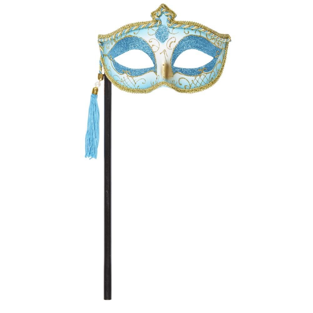 Shamrock Masquerade Glitter Mask With Tassel And Stick