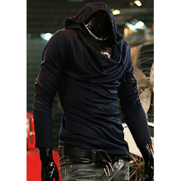 Simple Style Slimming Hooded Solid Color Heaps Collar Design Long Sleeves Men s Cotton Blend Hoodies