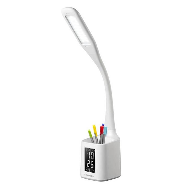 Simplecom El809 6W Flexible Neck Led Desk Lamp With Pen Holder And Digital