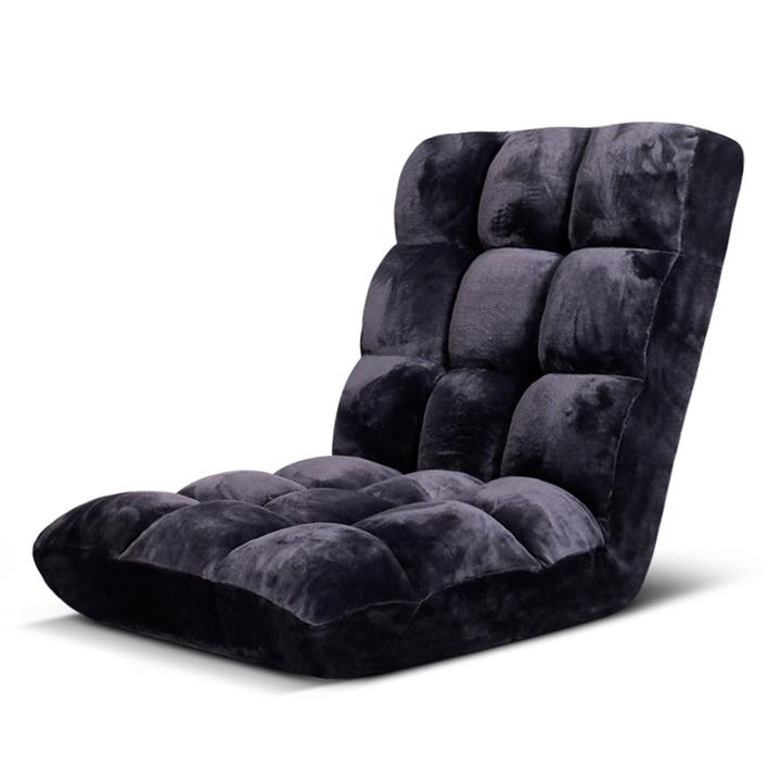 Single Sofa Floor Lounge Chair Flannel Adjustable Low Couch Foldable Purple