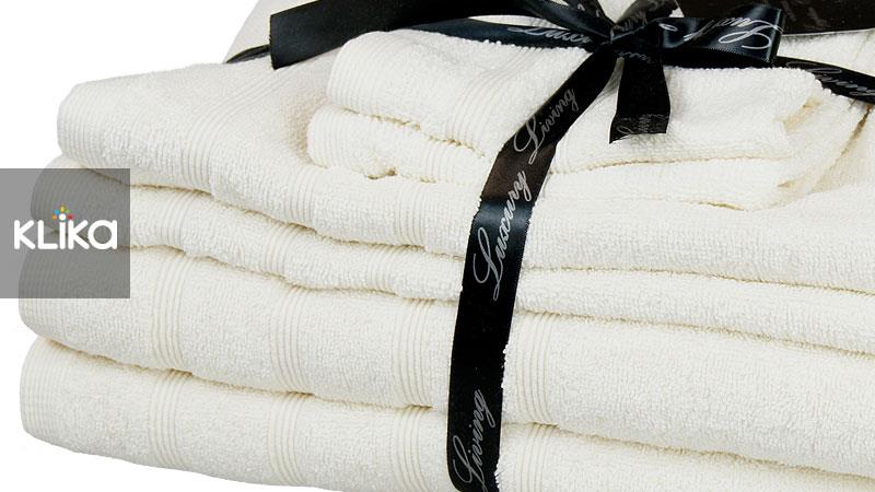 Six piece Egyptian cotton towel gift set -  Vanilla