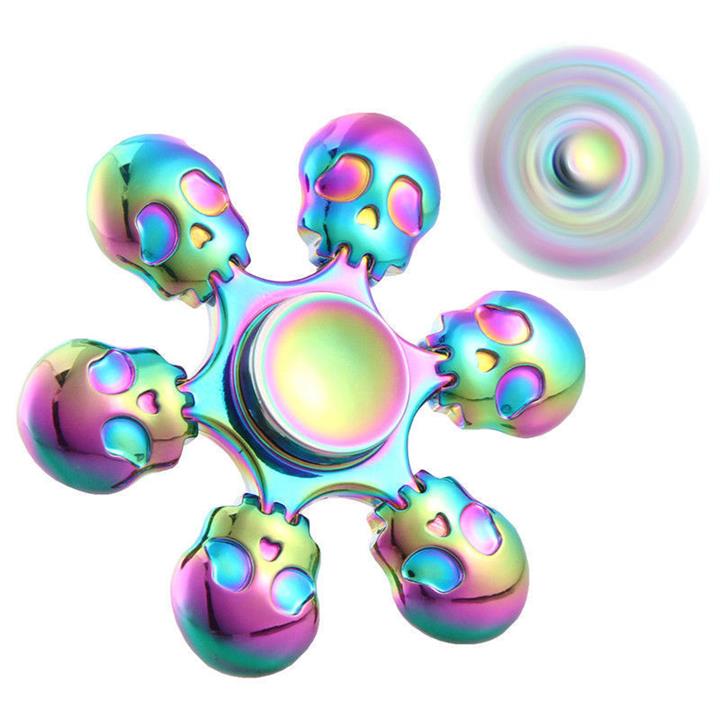 Six Leaves Skeleton Shape Colorful Rotating Fidget Hand Spinner ADHD Autism Reduce Stress Toys