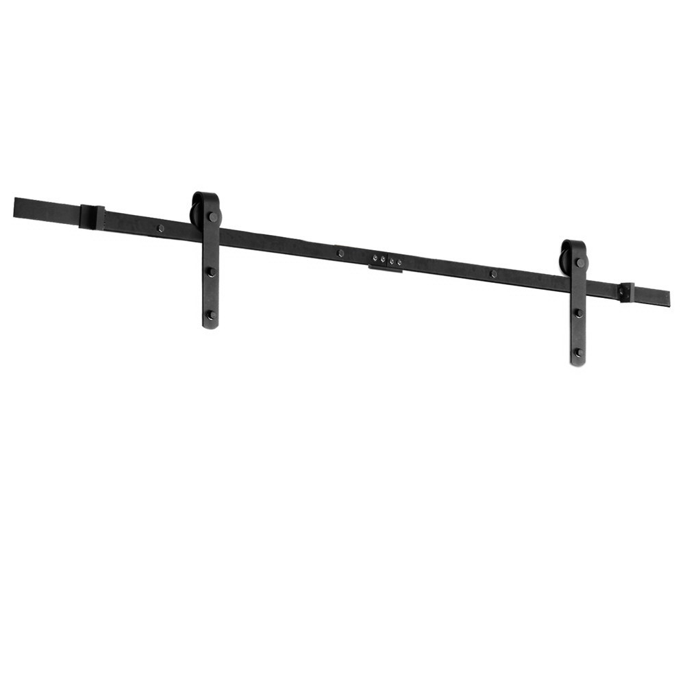 Sliding Barn Door Hardware Track Set Powder Coat Steel (Black) (120kg Capacity)