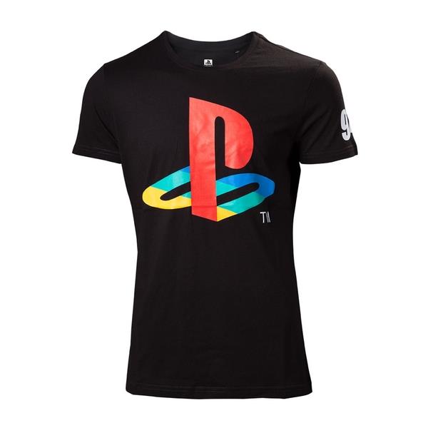 Sony Playstation Men's Large Classic Logo And Colours T-shirt - Black