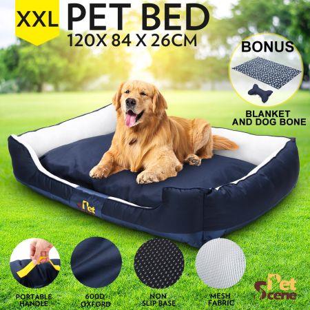 Soft Washable Pet Bed Mattress with Blanket & Dog Bone-XXLarge