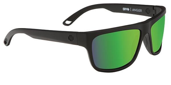 Spy Sunglasses ANGLER Polarized MATTE BLACK - HAPPY BRONZE POLAR w/ GREEN SPECTRA