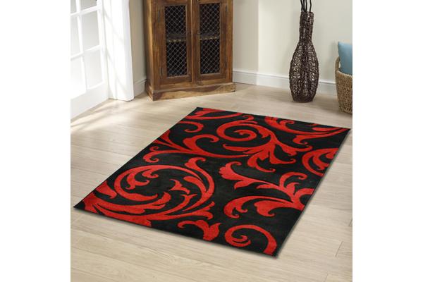 Stunning Thick Damask Rug Black 170x120cm