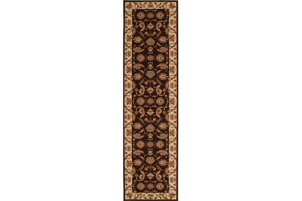 Stunning Formal Floral Design Rug Brown 300x80cm