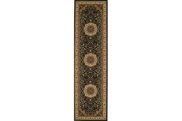 Stunning Formal Medallion Design Rug Black 300x80cm